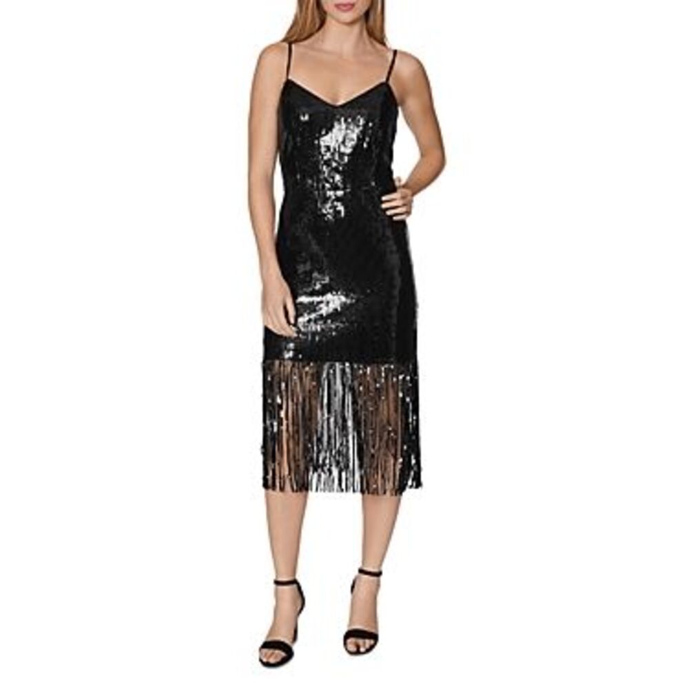 Laundry By Shelli Segal Women's Sequin Fringe Sheath Dress - Black 12